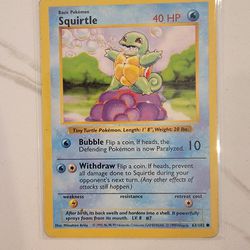 Pokémon TCG Card Squirtle Base Set 63/102 Regular Shadowless Common - MP
