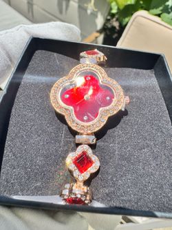 Womans Ruby Red Clover Watch $35
