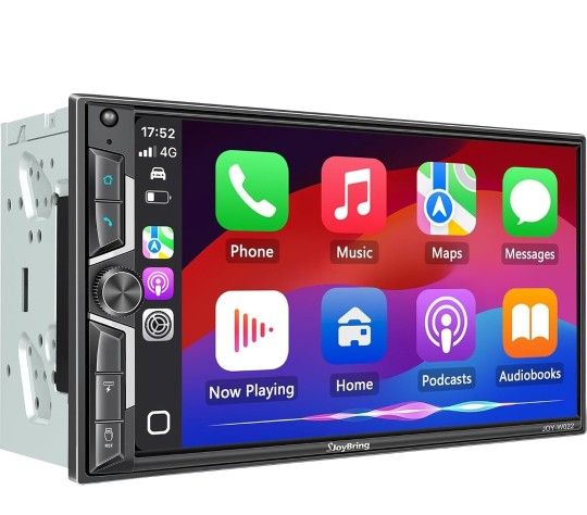 SJoyBring 7" QLED Double Din Car Stereo - Wireless Apple CarPlay & Android Auto