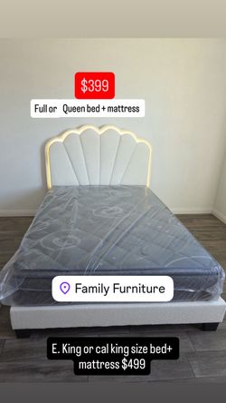 Full queen king cal king bed frame with mattress included