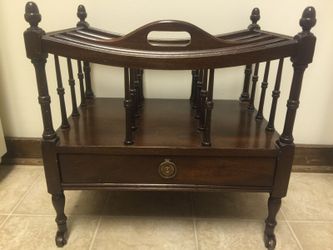 Vintage mahogany magazine rack with drawer