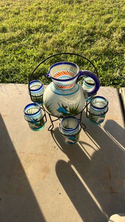 Margarita Glass Set Hand Blown Hand Painted