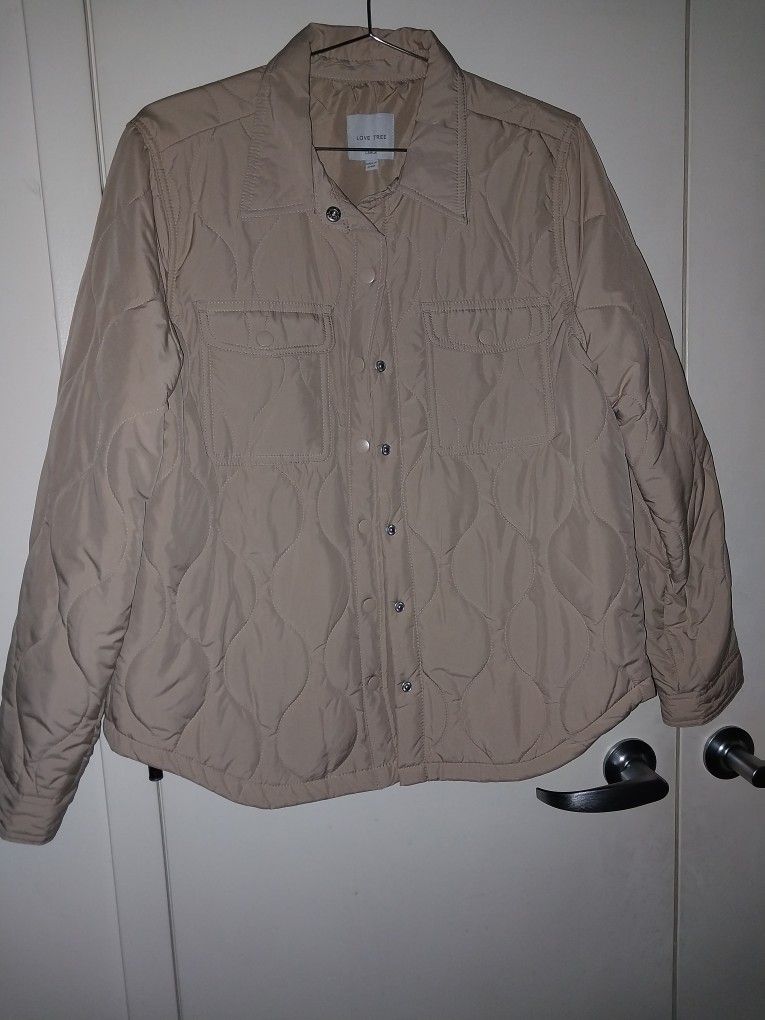 Size Large, Beige/Tan, Quilted Print, Women's Jacket