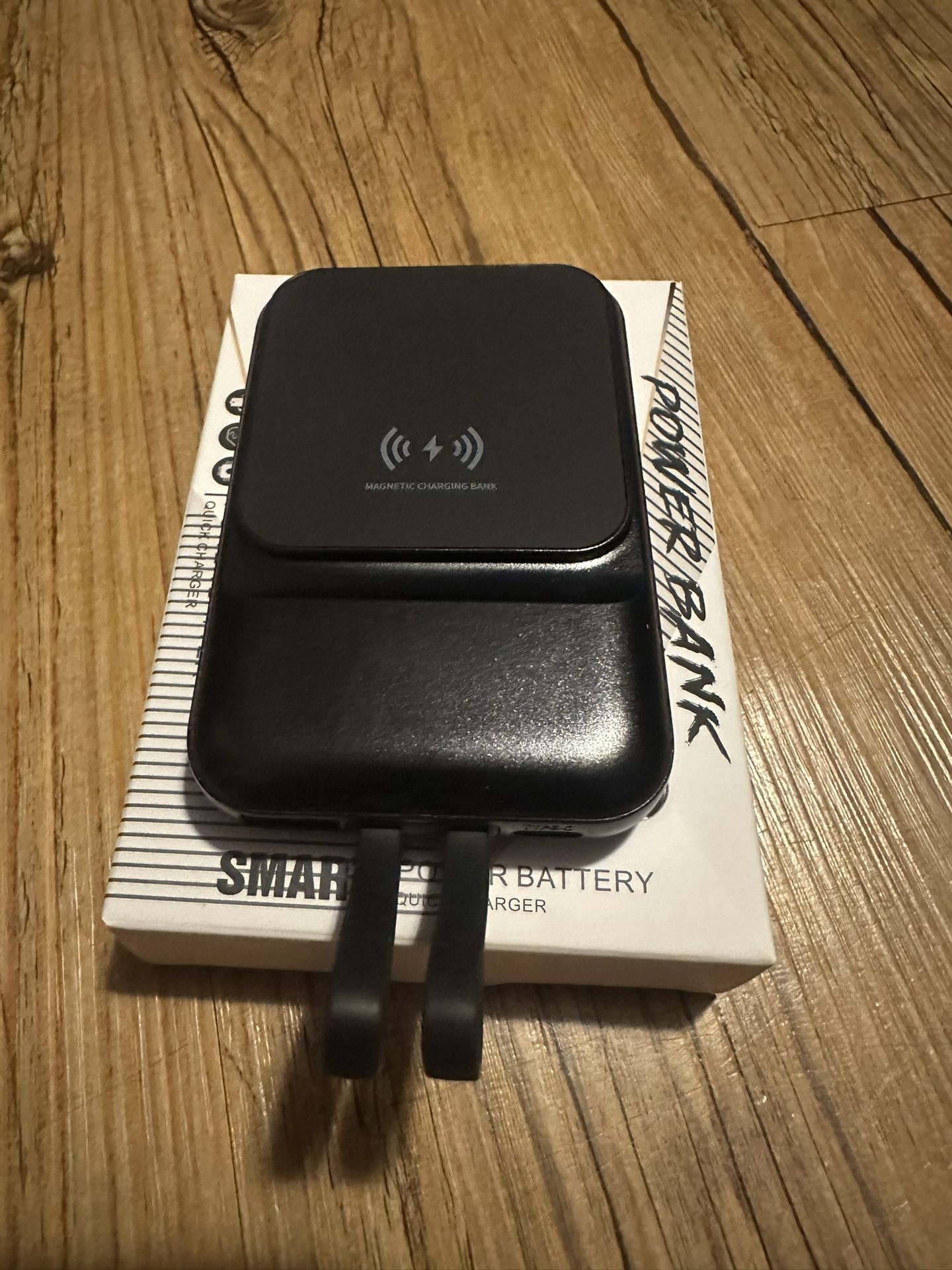 10000mah Magnetic Power Bank With Cables 15w Fast Charge New Black