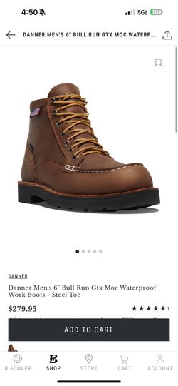 Danner Men's 6" Bull Run Gtx Moc Waterproof Work Boots - Steel Toe Size 10.5W