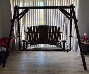 $299 OBO Wooden bench swing sturdy indoor outdoor real wood not compressed up to 350lbs