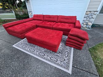 Modern Red Sectional Delivery Available 🚚