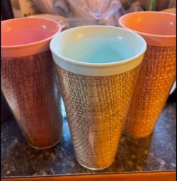3 Vintage Raffiaware Tumblers!