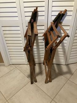 Folding wooden and fabric chairs