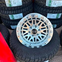 AXD WHEELS 17" SILVER WITH 265 70 17 KUMHO TIRE ALL 4 WHEELS AND TIRES 