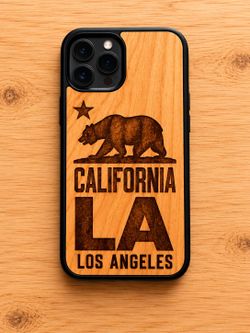 California bear LA
 design wood phone case for iPhone and Samsung galaxy
