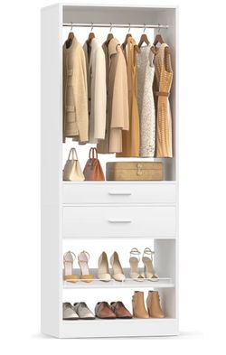 White Wardrobe Closet with Drawers & Shoe Storage ⭐