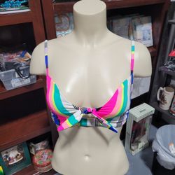 No Boundaries Junior's Multi-Color Bikini Swim Top Sz M ( 7 - 9 )