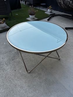 Mid-Century Modern Oval Glass Coffee Table
