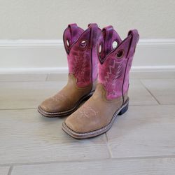 Girls Cowboy Boots (Pink & Brown, Kids Size 12)