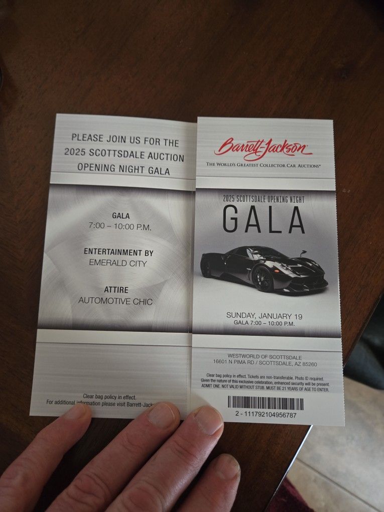 Barrett Jackson Opening Gala pass 01/19/25
