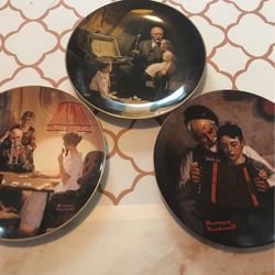 🔥Norman Rockwell Set Of 3 LIGHT CAMPAIGN Plates #12685D, #AM10368, 1308W. 💎