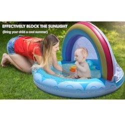 Small inflatable baby pool with shade