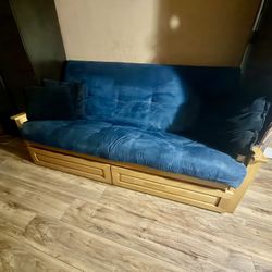 Solid oak wood queen futon sofa