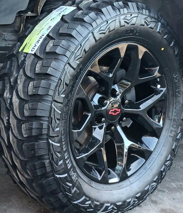 22" Chevy Silverado GMC Sierra Replica Wheels & Tires OFF-ROAD Tahoe Suburban Escalade Yukon Ram Tundra Titan Rims Rines Llantas.. Setof4