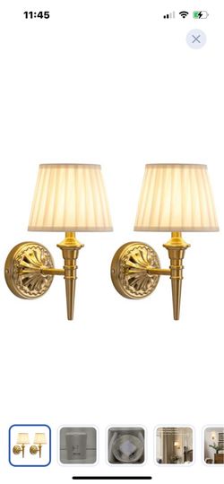 “New”2fabric shade wall sconces(11”)wireless,rechargeable (30hrs dimmable)