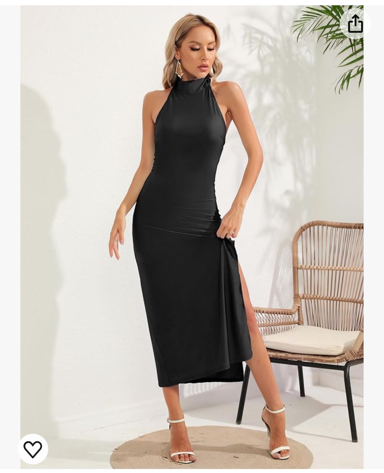 CMZ2005 Women Halter Neck Backless Long Dress Sexy Side Slit Party Dress Elegant Evening Dress
