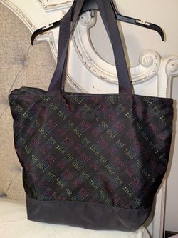 PINK Victoria's Secret Black Tote with Multicolor Logo Print