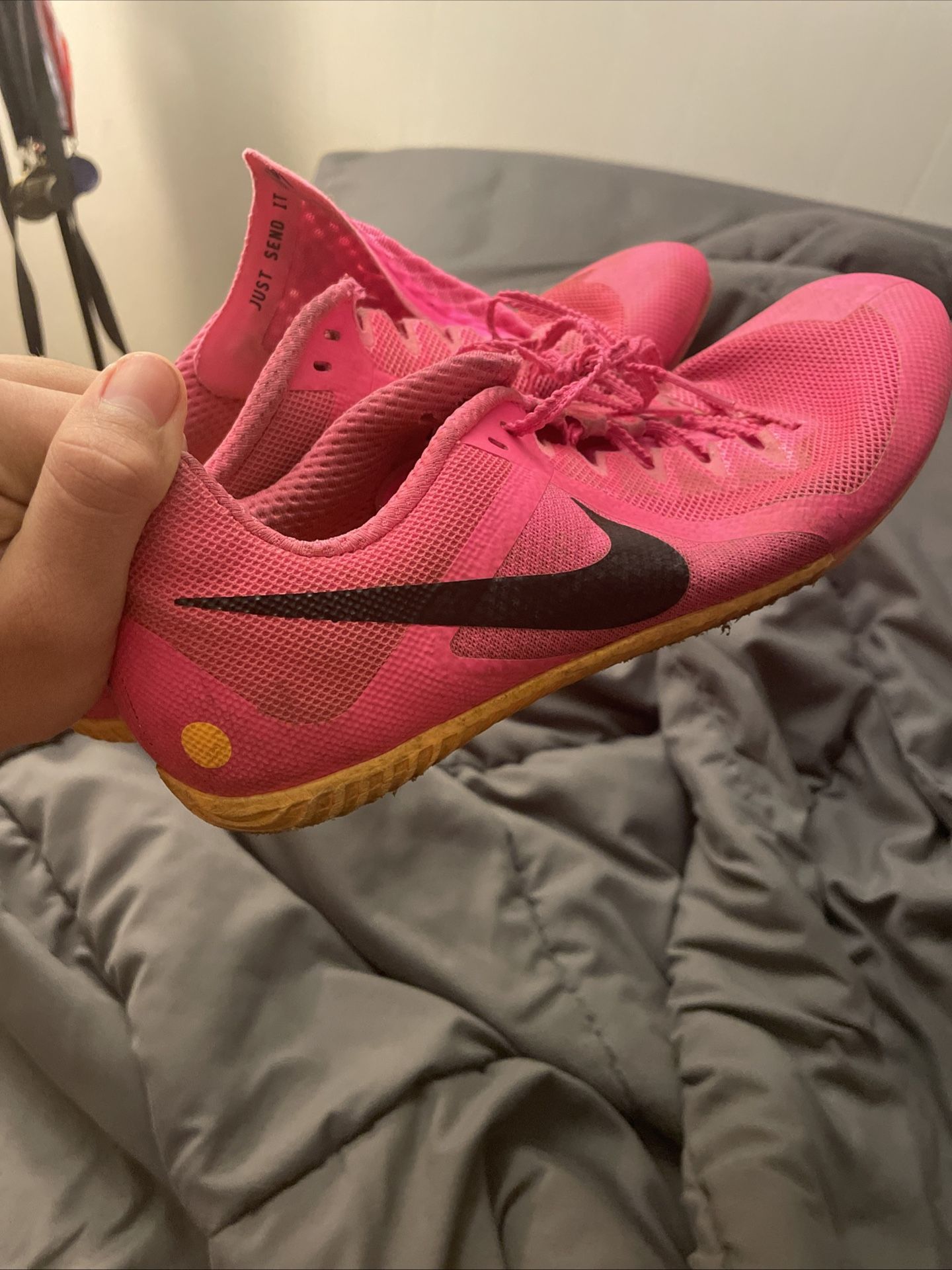 Used Pink Track Spikes, Cash Only