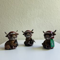 Hobby Lobby Highland Cow Football Decor Set Of 3 Figurine Resin (RARE FIND)