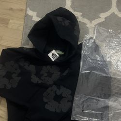 Black And Grey Denim Tear Hoodie (medium)