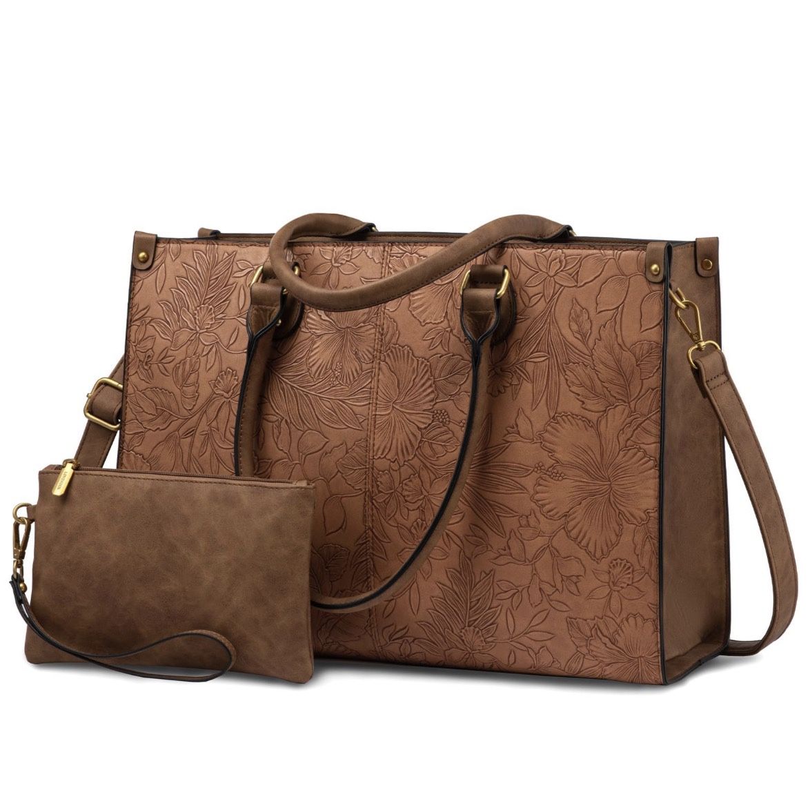 LOVEVOOK Laptop Bag For Women, Vintage Work Tote Bags For Women Computer Bag Office Briefcase Handbag