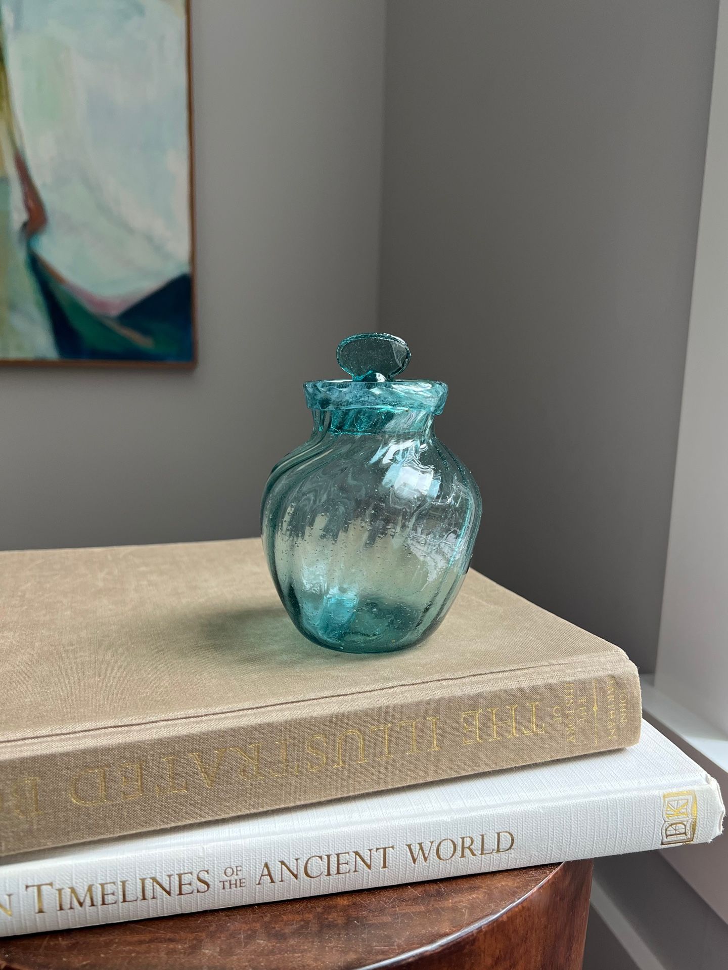 Small Handcrafted Glass Canister ( firm on price )