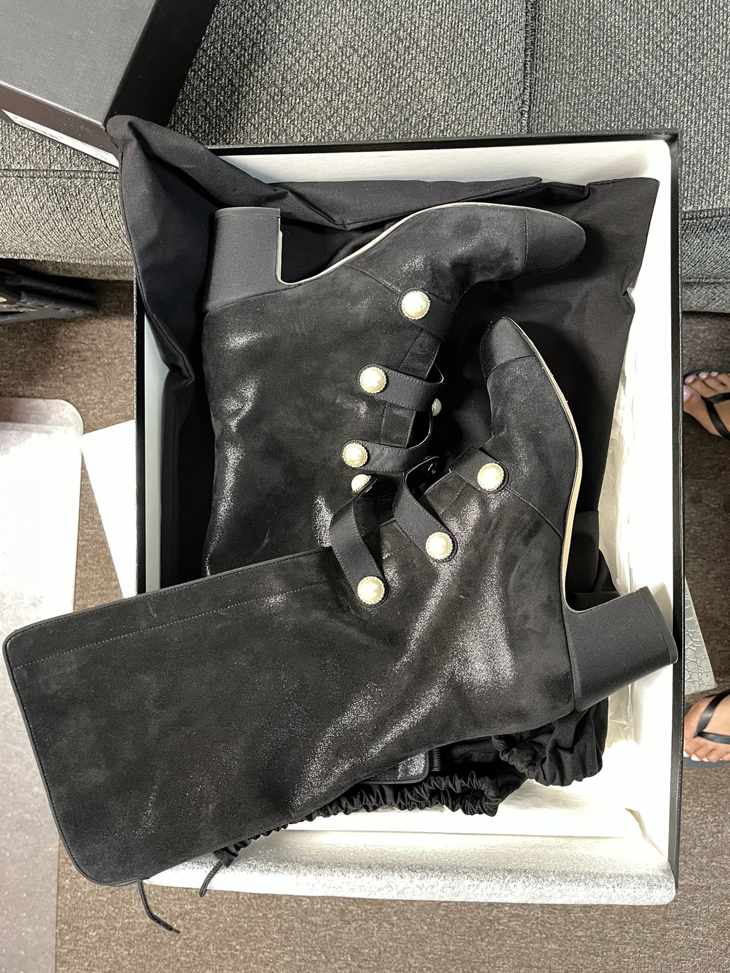 CHANEL Black Heeled Boots with Elegant Design