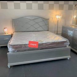 Valiant Champagne Silver Upholstered Panel Beddroomset/Queen&King Size Available/Discount Code 👈/Delivery Available ♥️ Home Decor 