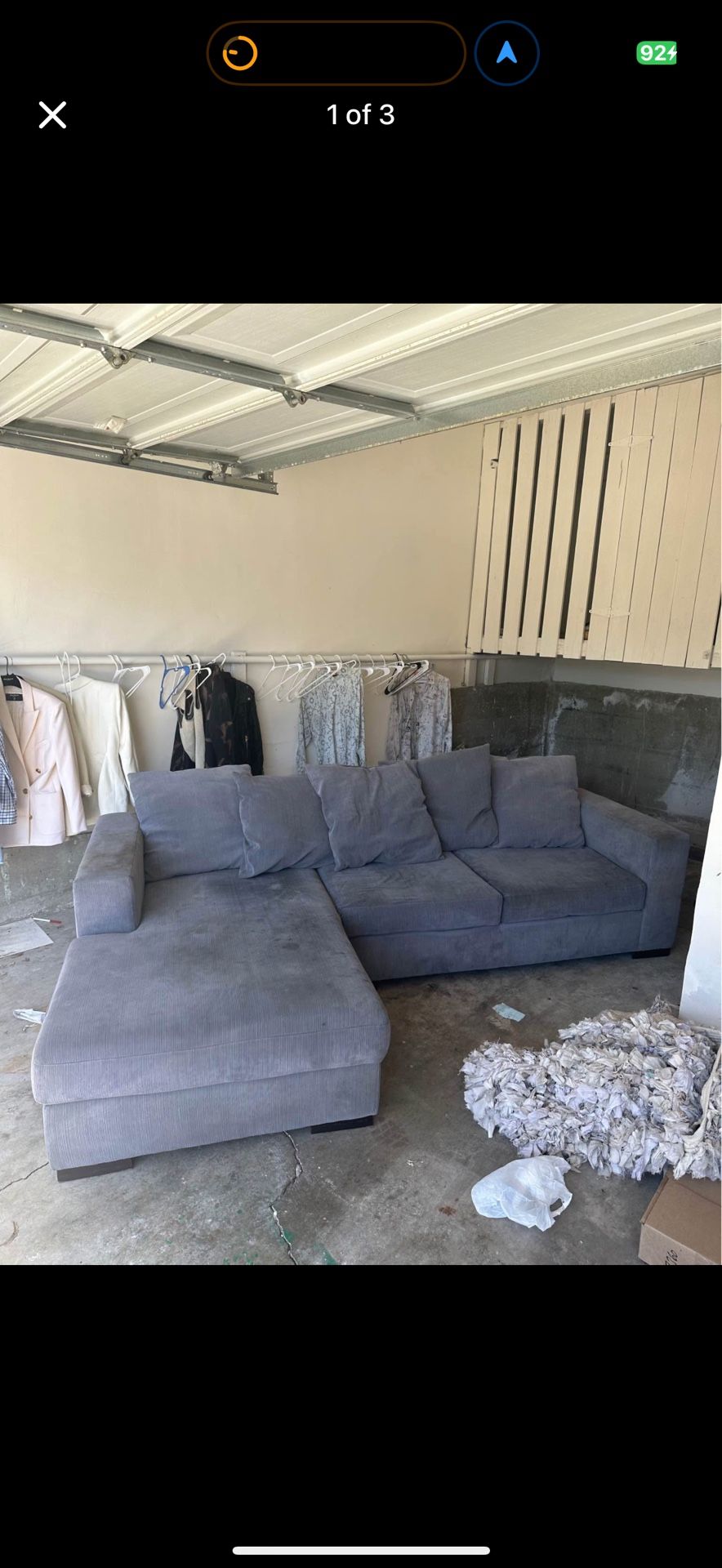 Grey Blue Sectional Couch