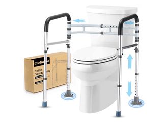 Toilet Safety Rails (300 LB) – Adjustable, Foldable Toilet Handle Frame for Elderly & Disabled Adults, Supports All Toilet Types