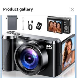 4K Digital Camera for Photography- 56MP Autofocus Vlogging Camera with 3" 180° Flip Screen, 16X Zoom, Flash- Digital Point and Shoot Camera for Travel