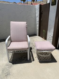 Russell Woodard chair and ottoman