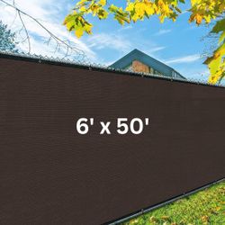 6 x 50 FT Privacy Screen Fence - Garden Windscreen Mesh Shade Sail Net Barrier, Brown