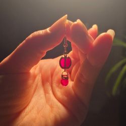 Copper And Red Glass Earrings