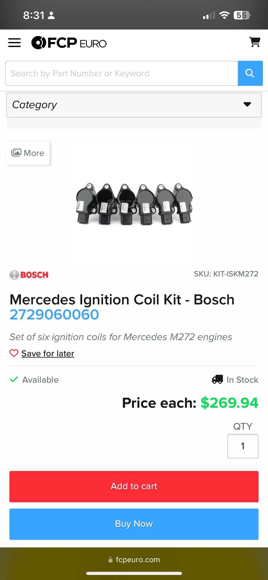 Mercedes Ignition Coil Kit - Bosch