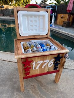 Custom Handmade Patriotic Cedar Cooler Ice Chest 30QT 1776 Bottle Opener