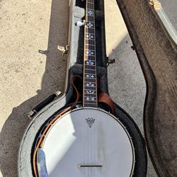 Johnson Deluxe 5 String Banjo Gorgeous Hearts and Flowers Inlays