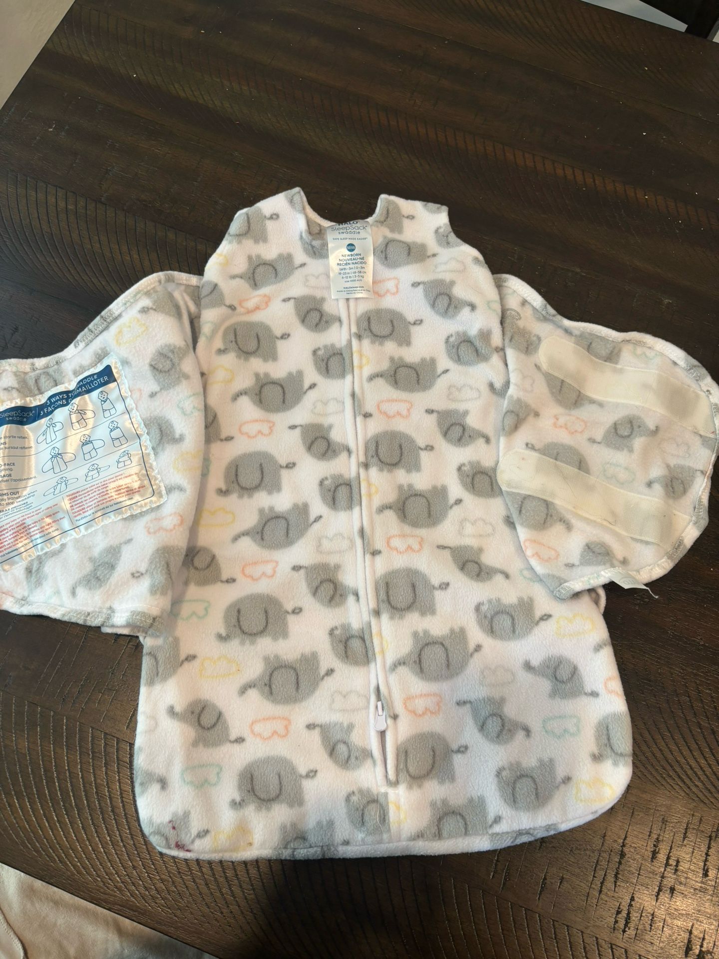 Halo Sleep Sack Swaddle Elephant Microfleece