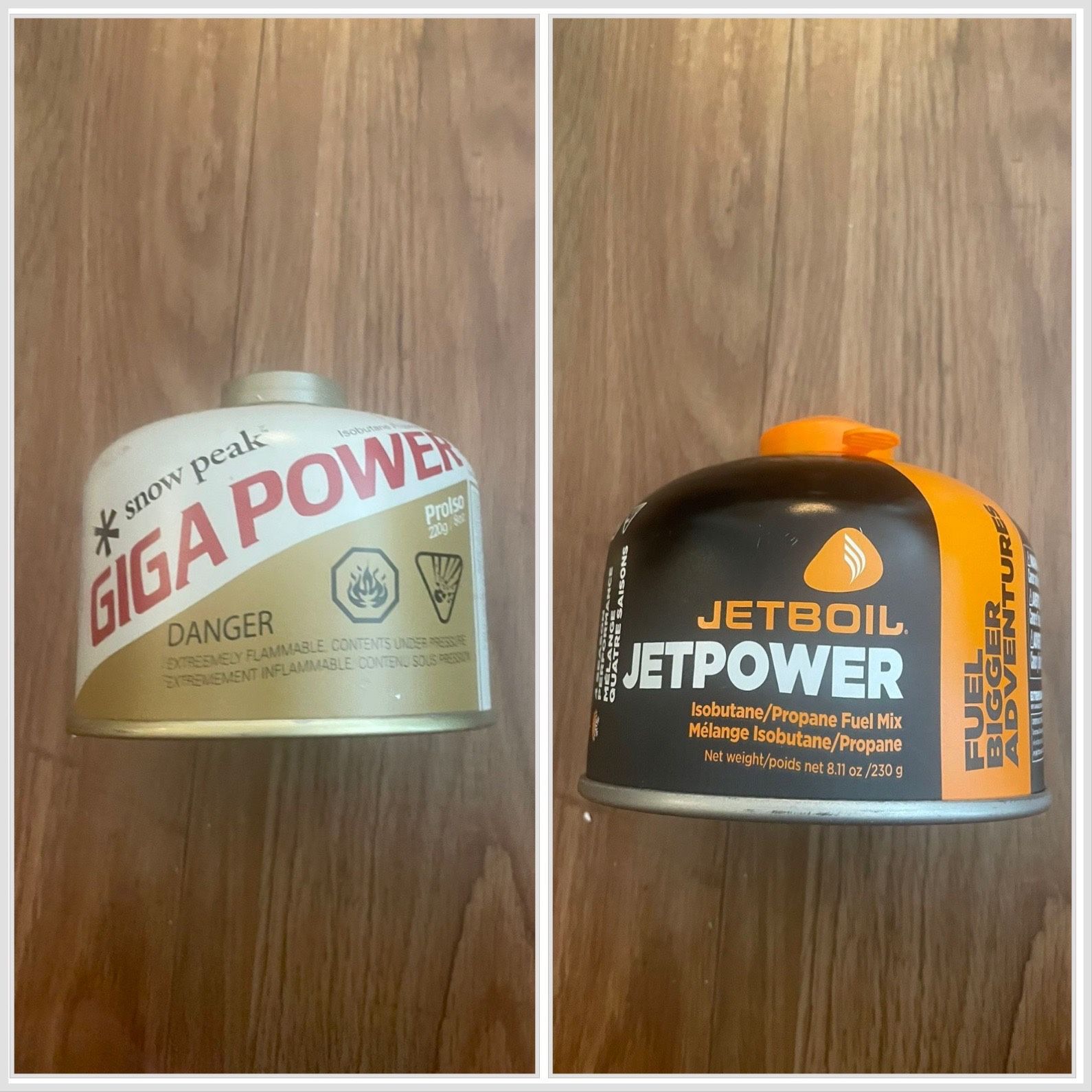 (NEW) Jetboil Jetpower Fuel - 8.11 oz. / 230g AND (NEW) Snow Peak GigaPower 250 Gold Fuel Canister - 220g