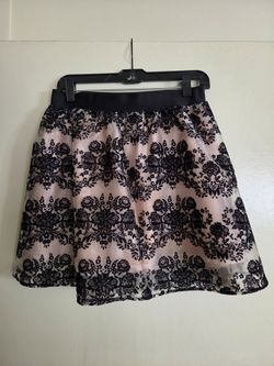 Express Black Velvet Overlay Skater Skirt - Size S
