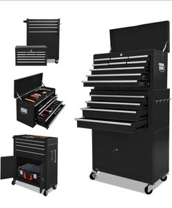 13-Drawer Tool Chest with Double Door and Wheels, 2 in 1 Detachable Rolling Toolbox with Drawers,Large Tool Box with Lock,Mobile Steel Tool Cabinet St