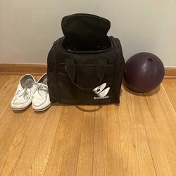Brunswick zone bowling bag with bowling ball and bowling shoes