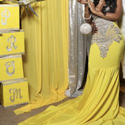 yellow & silver Prom dress 
