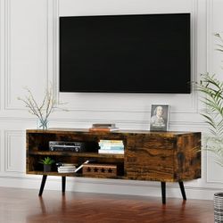 New Modern TV Stand for 55" TV, Entertainment Center, Media Console Table with Open Shelves and Storage Drawer for Bedroom, Living Room, TV Cabinet  N